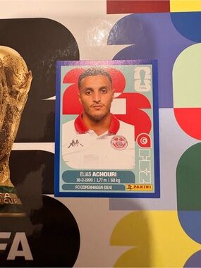 Panini FIFA World Cup 2026 Sticker Elias Achouri Tunisia TUN 15 Blue Parallel